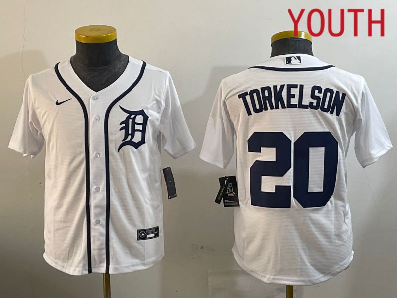 Youth Detroit Tigers #20 Torkelson White Game 2024 Nike MLB Jersey style 2